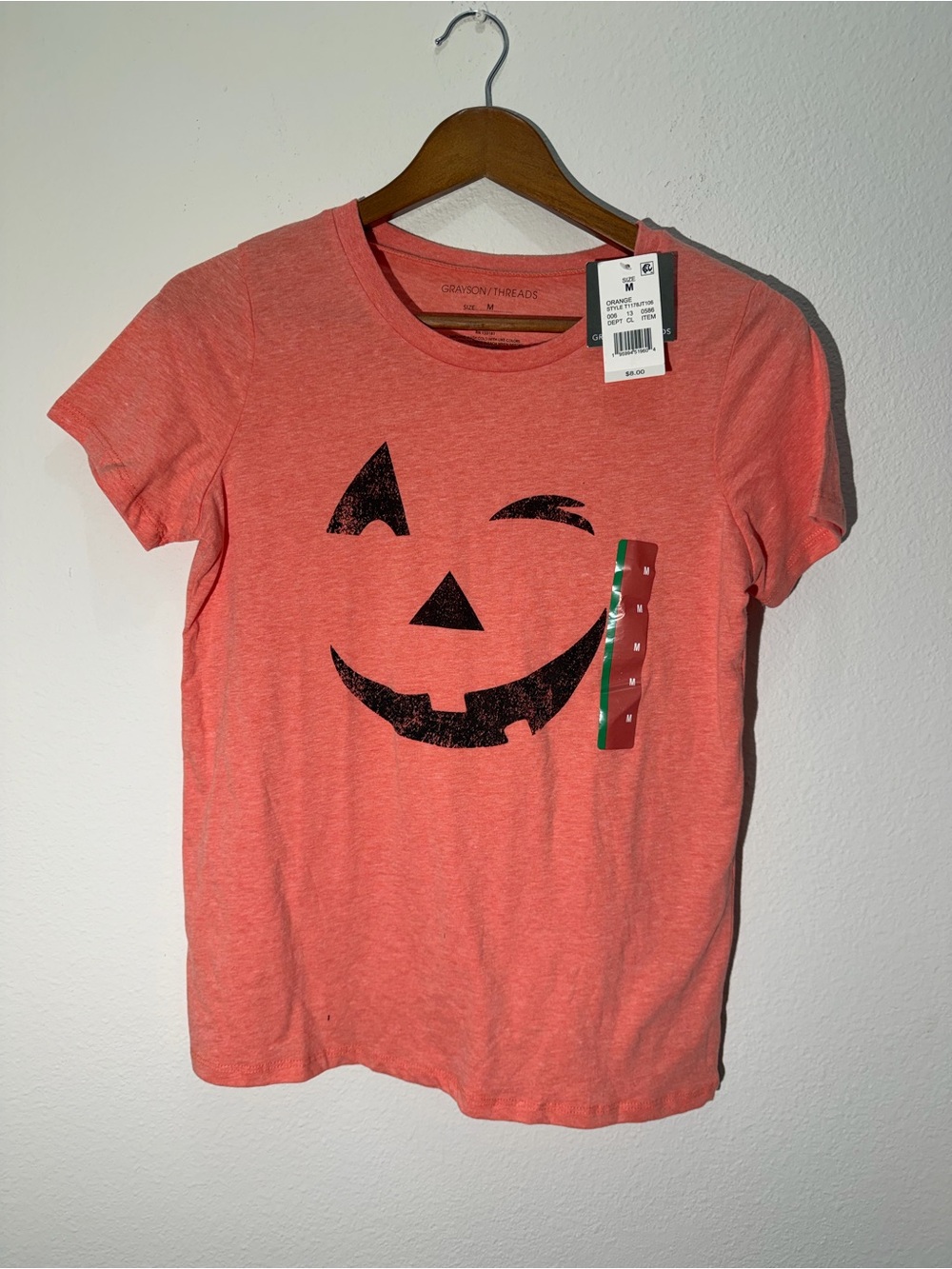 Grayson Threads Coral Halloween Jack-o'-Lantern Tee